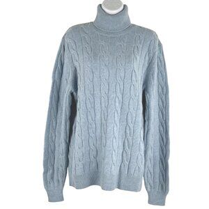 Malo Optimum Turtleneck Sweater XL Blue Wool Cashmere Cable Knit NWT FS-1390